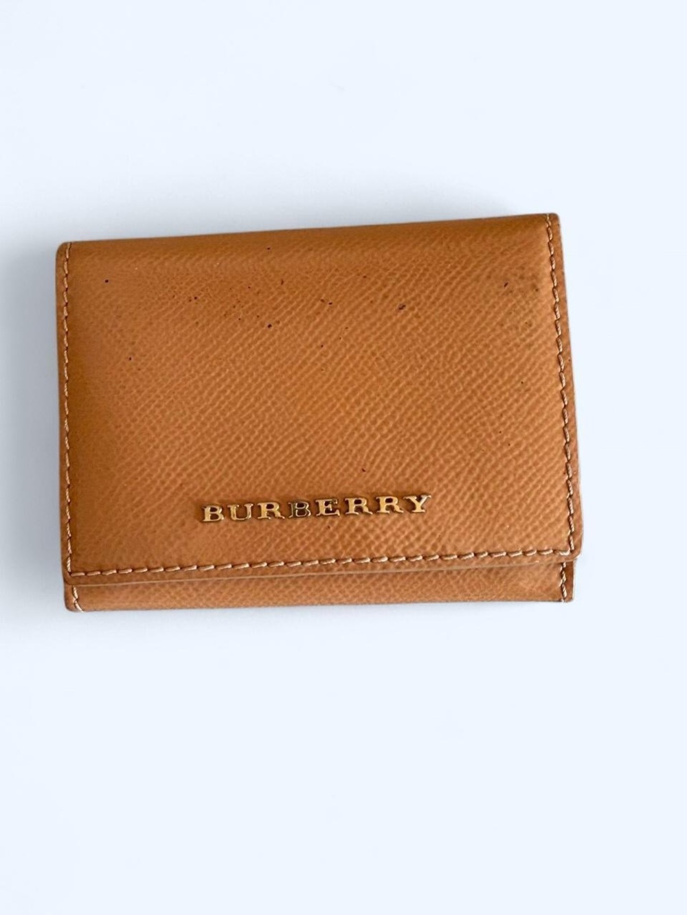 Burberry Salmon Pink Leather Small Fold Wallet with Gold Logo